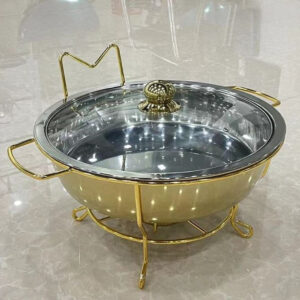 Chafing Dish – Glass Lid Thin Frame Gold