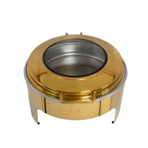 Chafing Dish – Round Flat Top with Window Gold