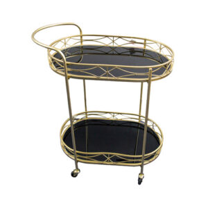 Server Trolley – Double Mirror Oval – Gold