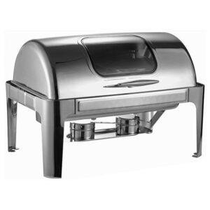 Chafing Dish – Rectangle Roll Top with Window Silver