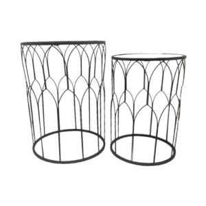 Server Tables – Geometric Side Table Set Round – Black