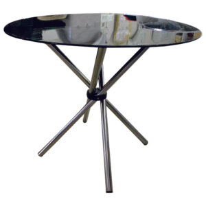 4 Seater Round Cafe Table – Black Glass
